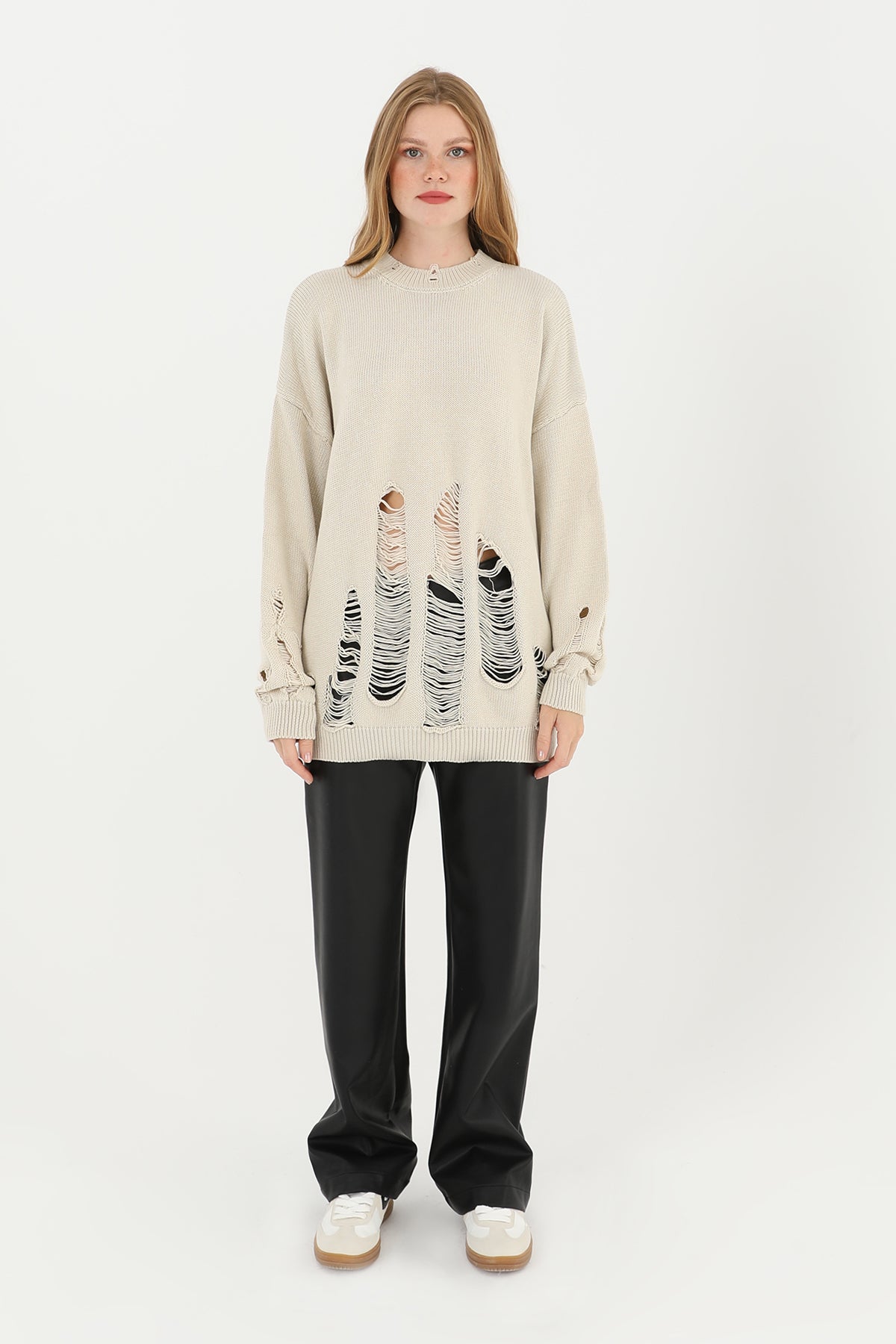 Kadın Yırtıklı Triko Tunik  - 32034TUN