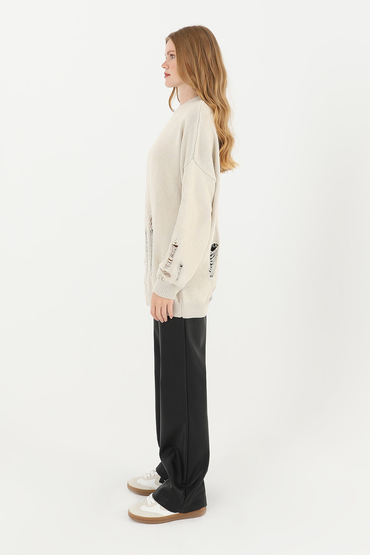 Kadın Yırtıklı Triko Tunik  - 32034TUN