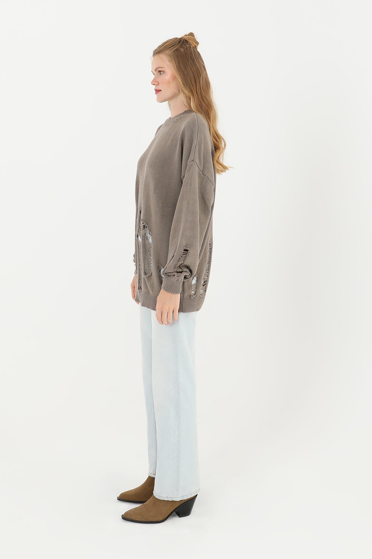 Kadın Yırtıklı Triko Tunik  - 32034TUN