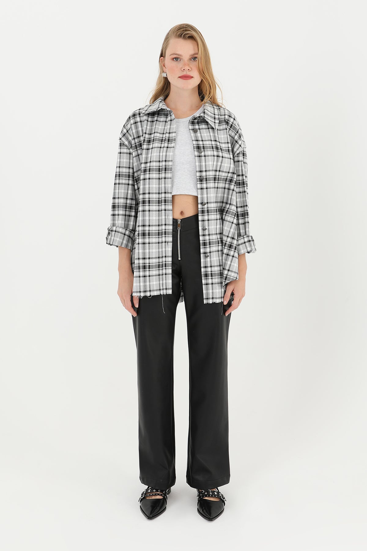 Kadın Ekose Gömlek  - 32083GML