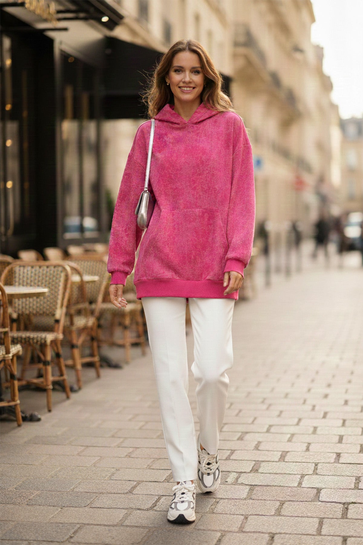 Kadın Kapüşonlu Baskılı Sweatshirt -32135SWT