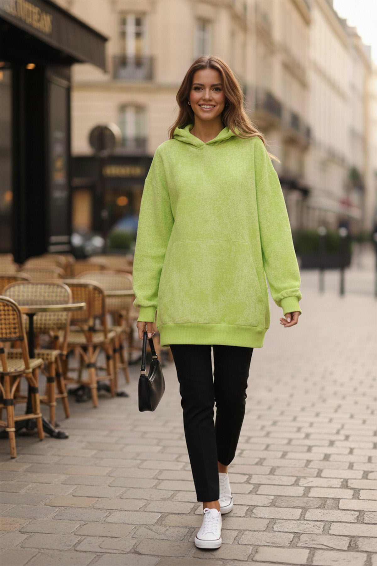 Kadın Kapüşonlu Baskılı Sweatshirt -32135SWT