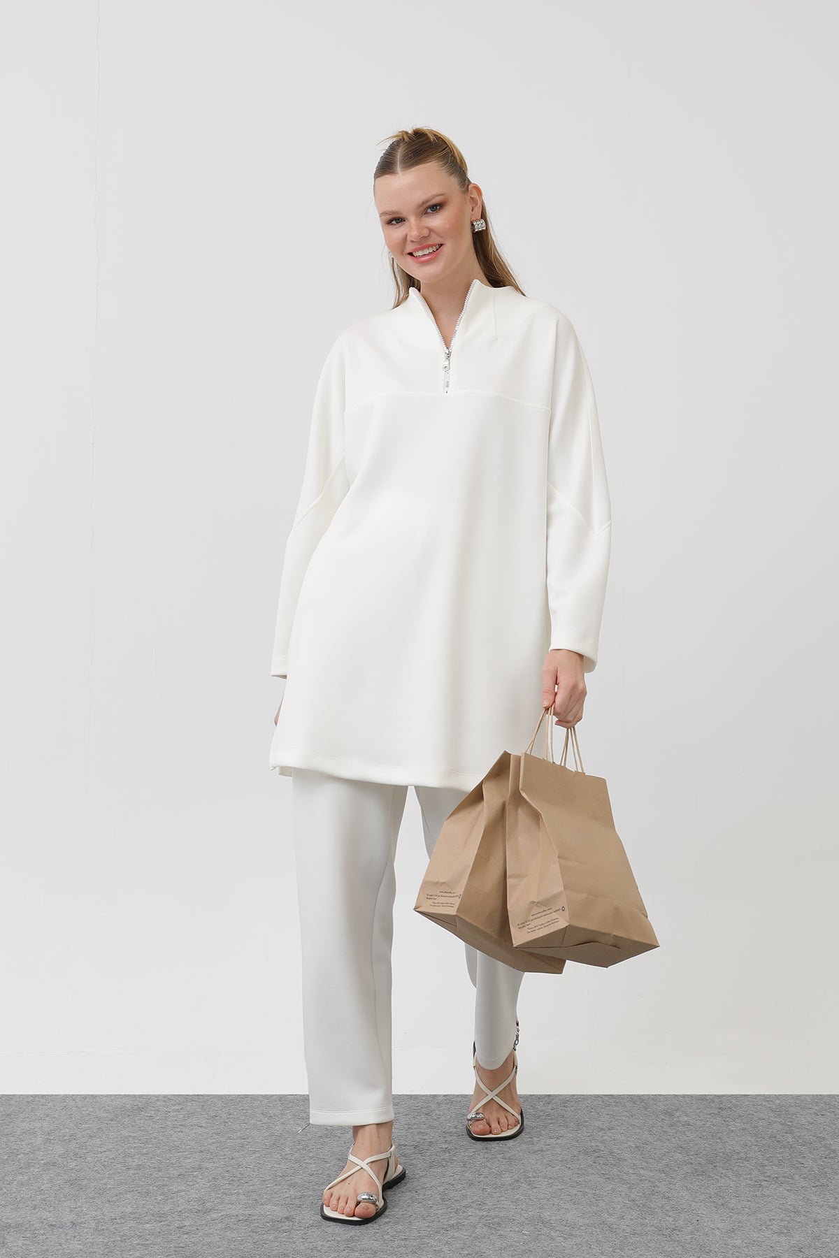 Kadın Önü Fermuar Detaylı Tunik - 10611TUN