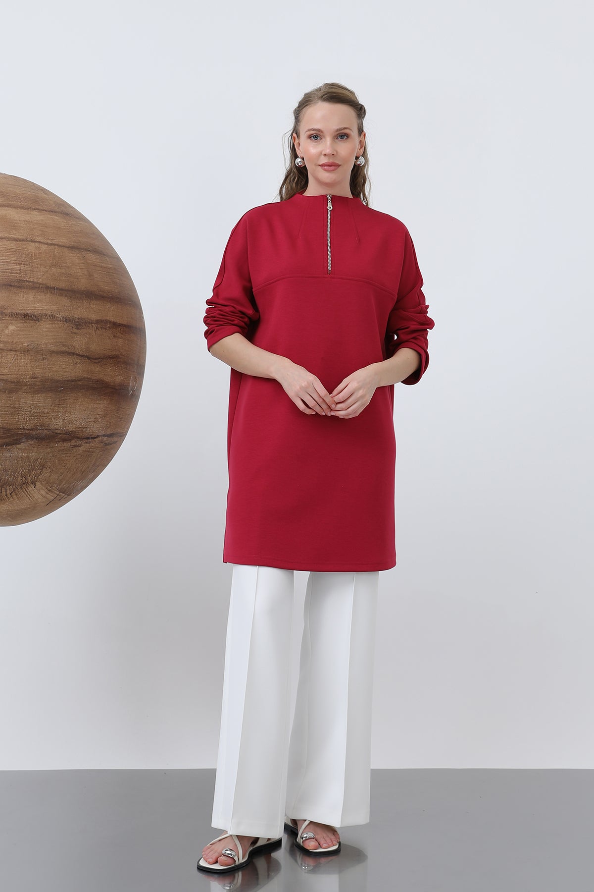 Kadın Önü Fermuar Detaylı Tunik - 10611TUN