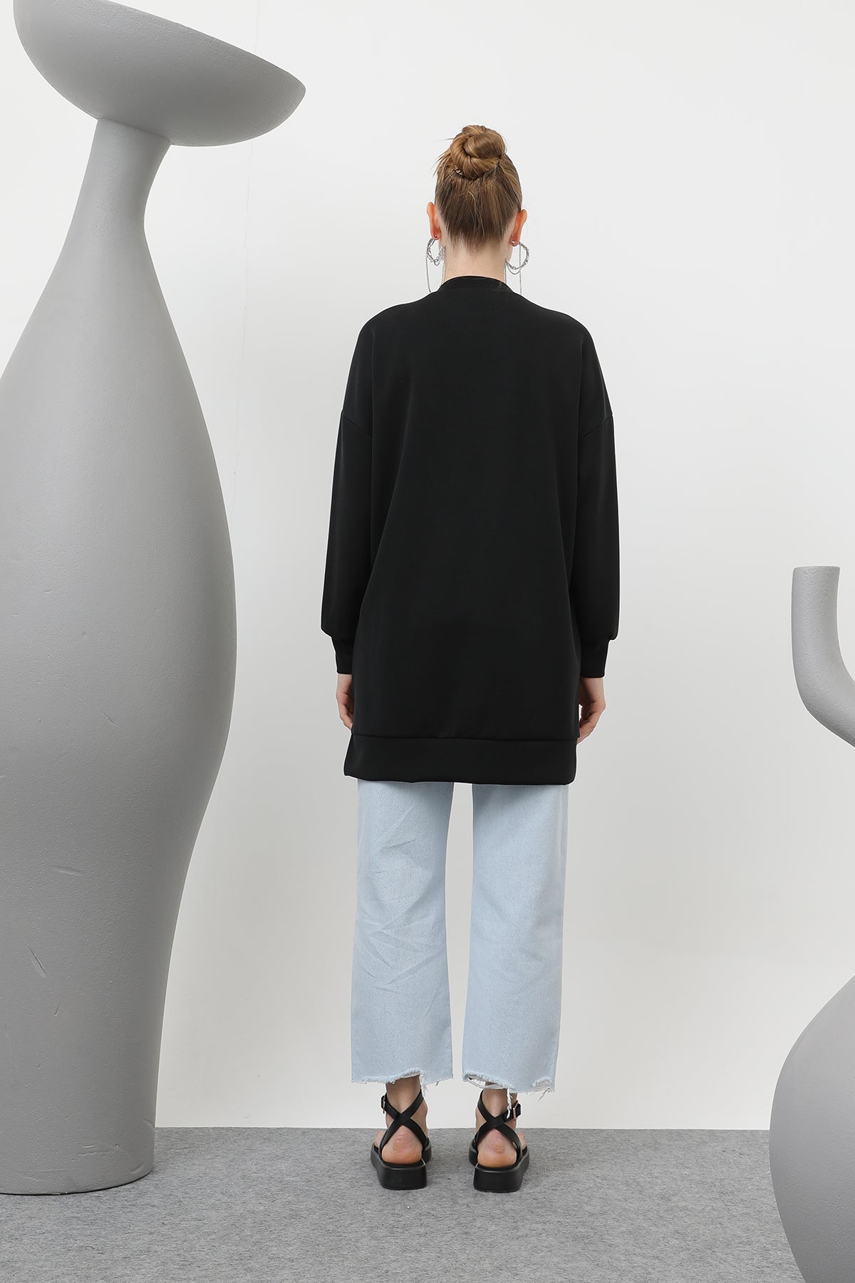 Kadın Önü Yapıştırma Taş Detaylı Tunik - 10612TUN