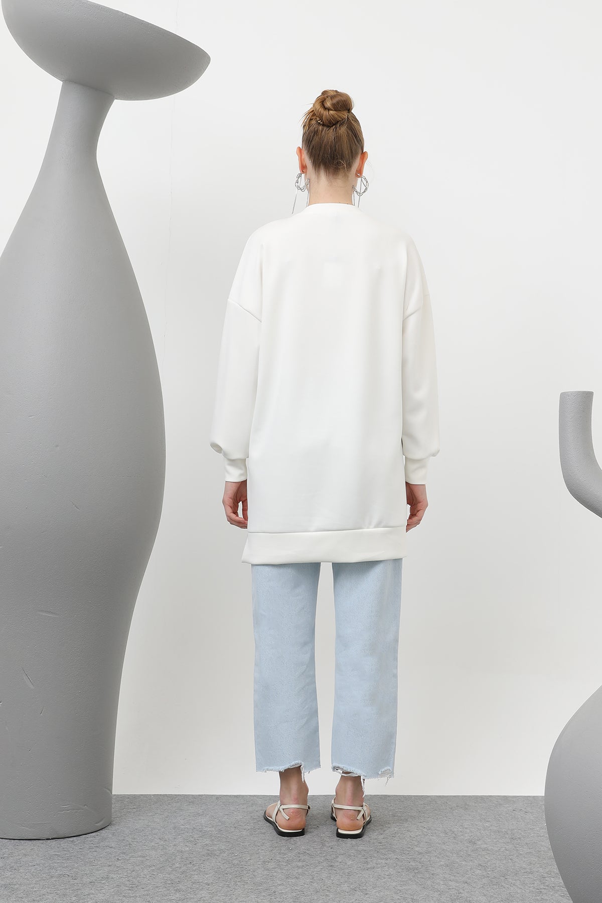 Kadın Önü Yapıştırma Taş Detaylı Tunik - 10612TUN