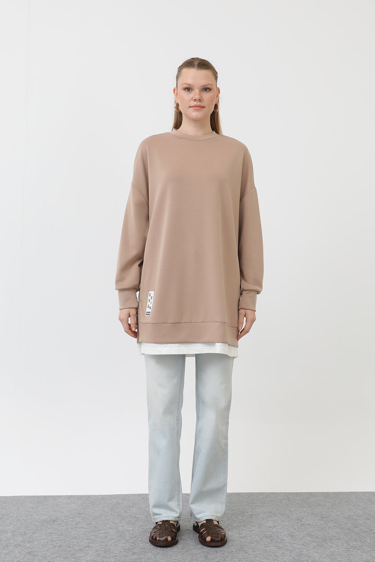 Kadın Önü Etiket Detaylı Tunik - 10613TUN