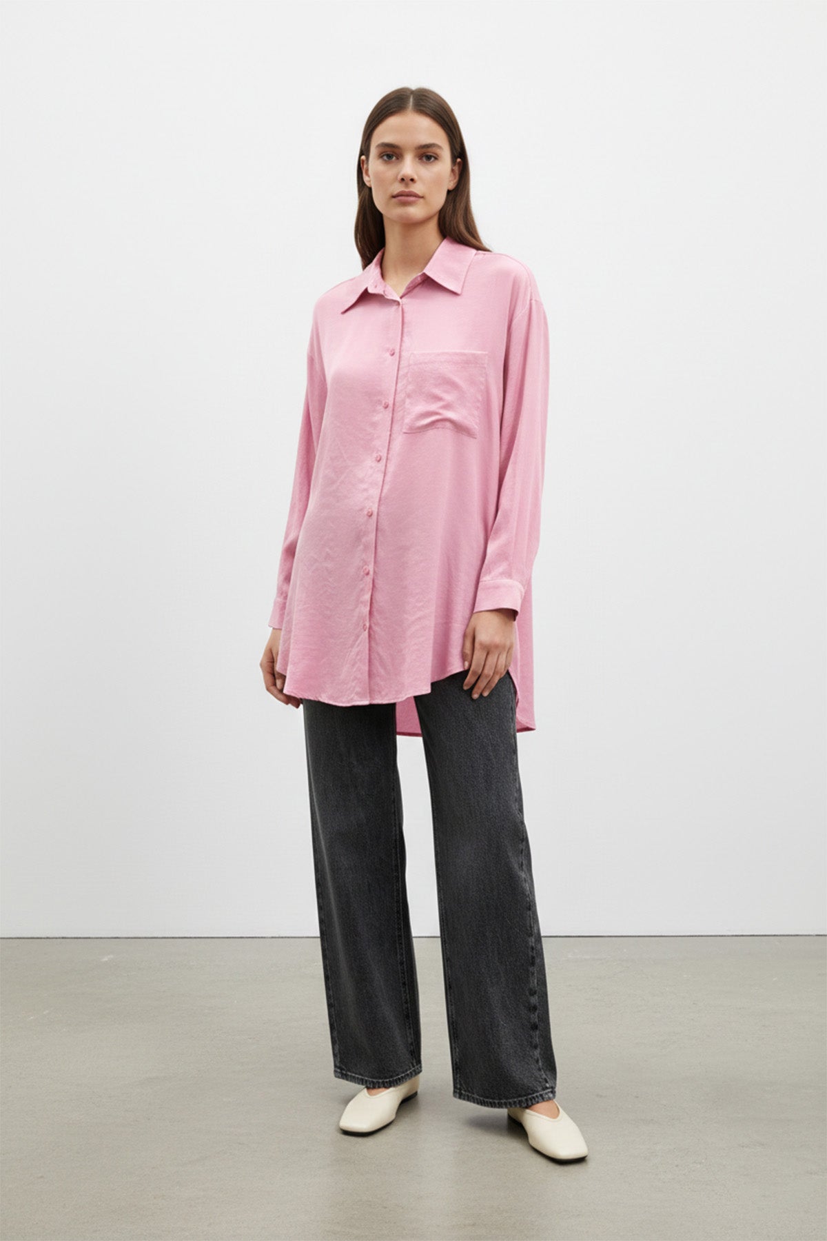 Kadın Cep Detaylı Basic Gömlek Tunik - 10677TUN