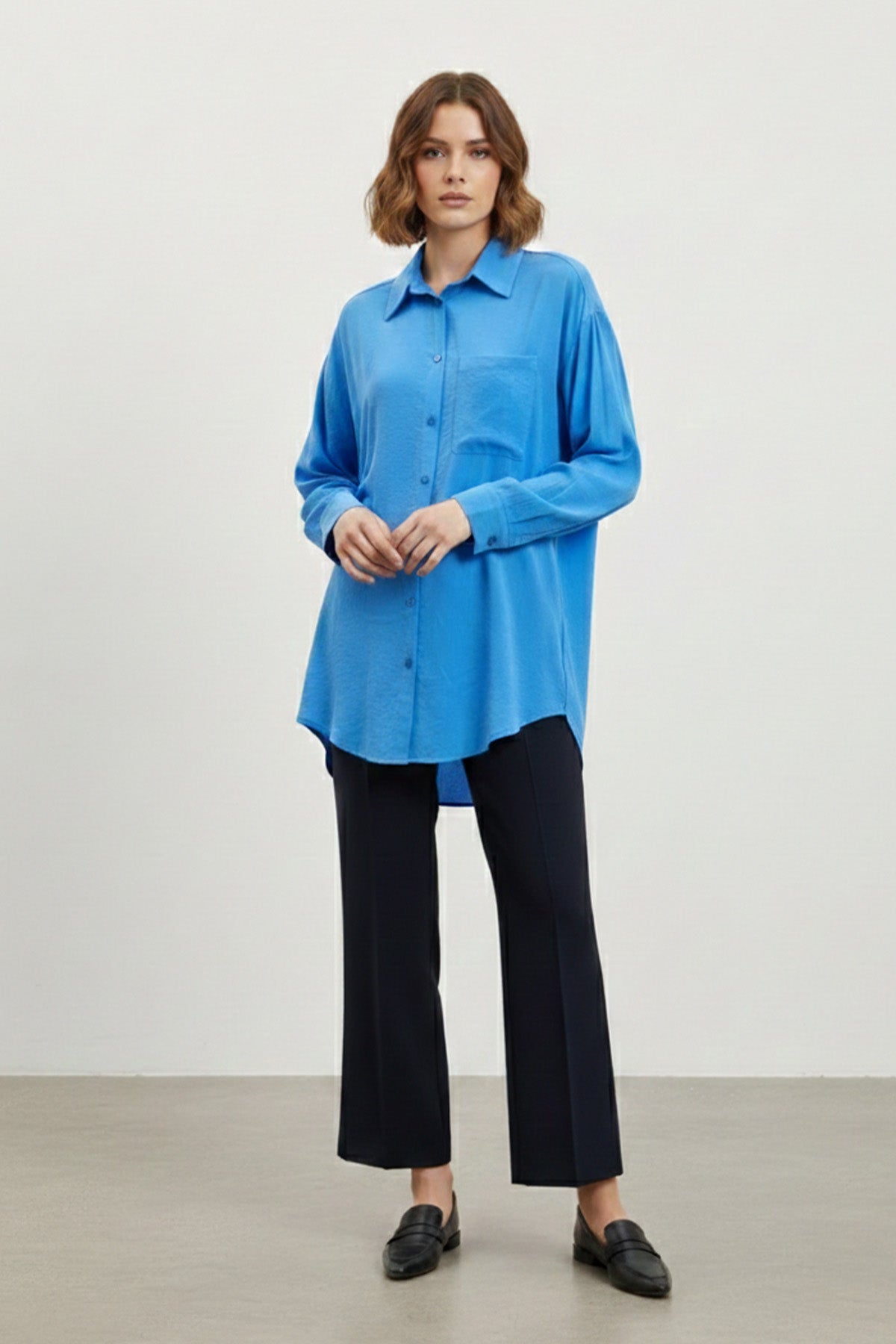 Kadın Cep Detaylı Basic Gömlek Tunik - 10677TUN