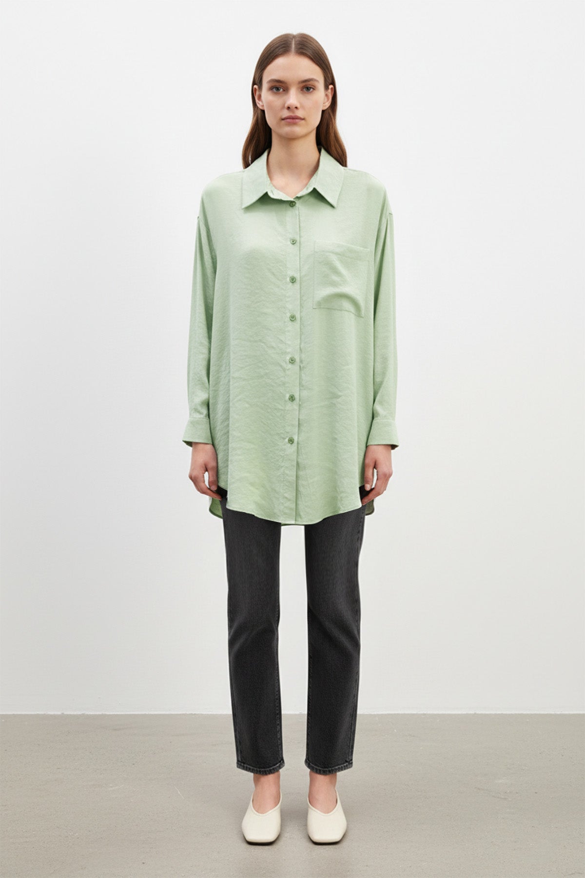 Kadın Cep Detaylı Basic Gömlek Tunik - 10677TUN