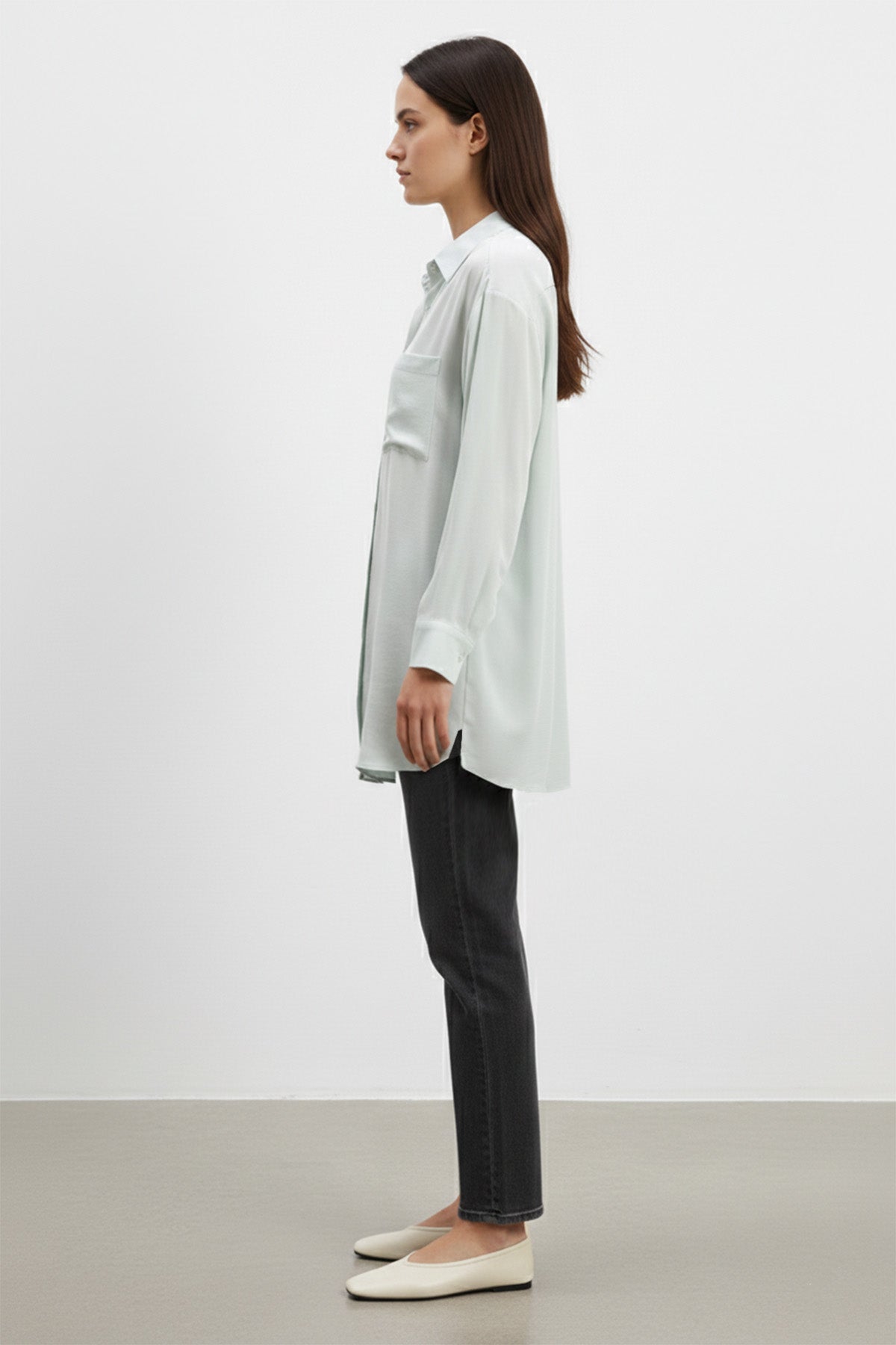 Kadın Cep Detaylı Basic Gömlek Tunik - 10677TUN