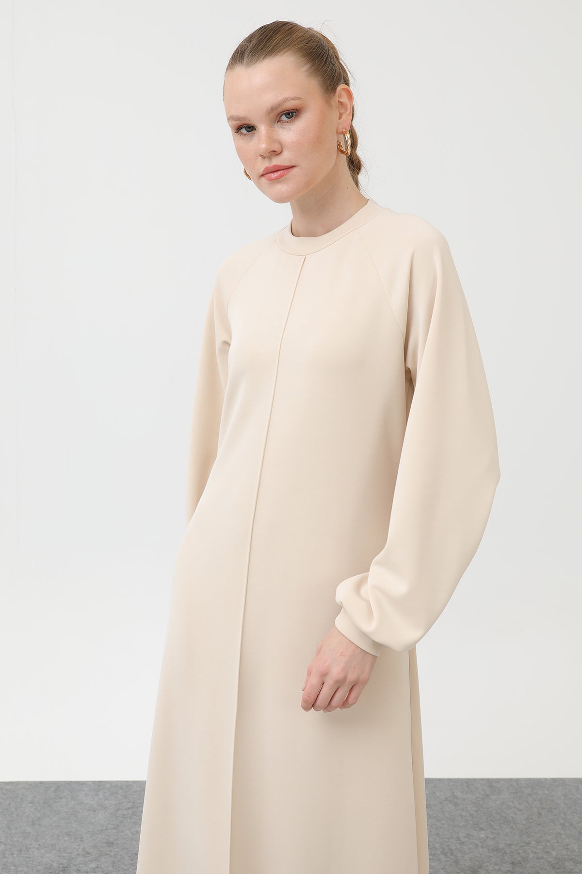 Kadın Nervür Dikişli Reglan Kol Elbise - 12557ELB