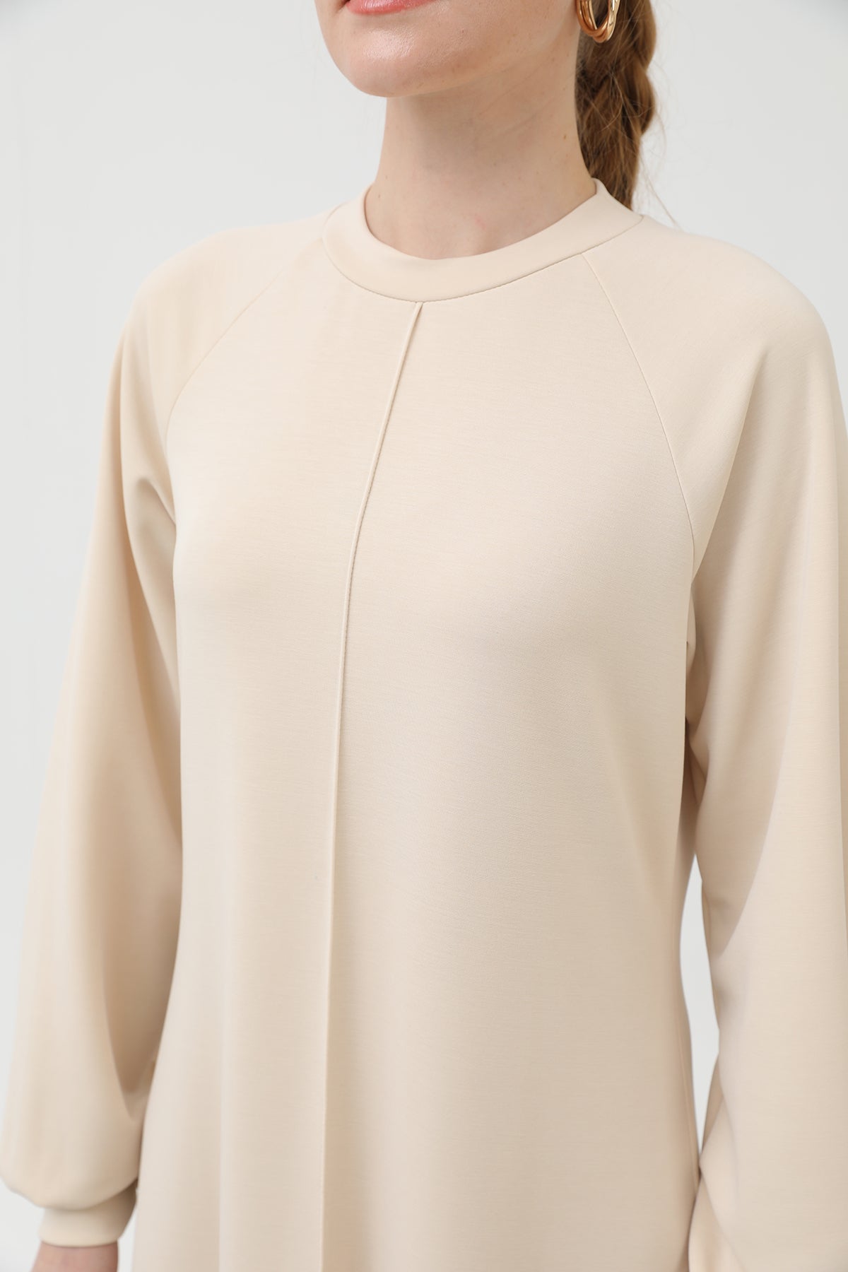 Kadın Nervür Dikişli Reglan Kol Elbise - 12557ELB