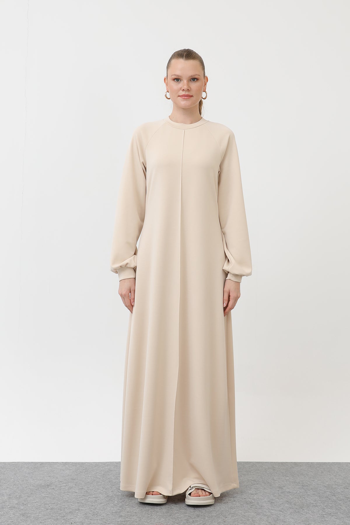 Kadın Nervür Dikişli Reglan Kol Elbise - 12557ELB