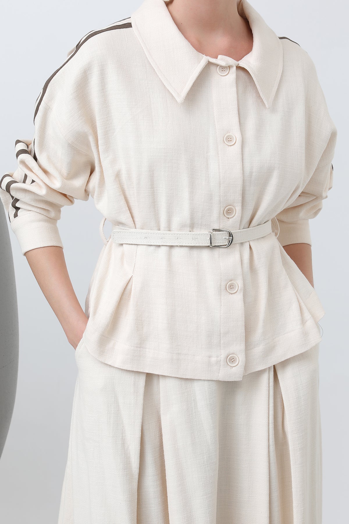 Kadın Beli Kemerli Etekli Takım - 14314TKS