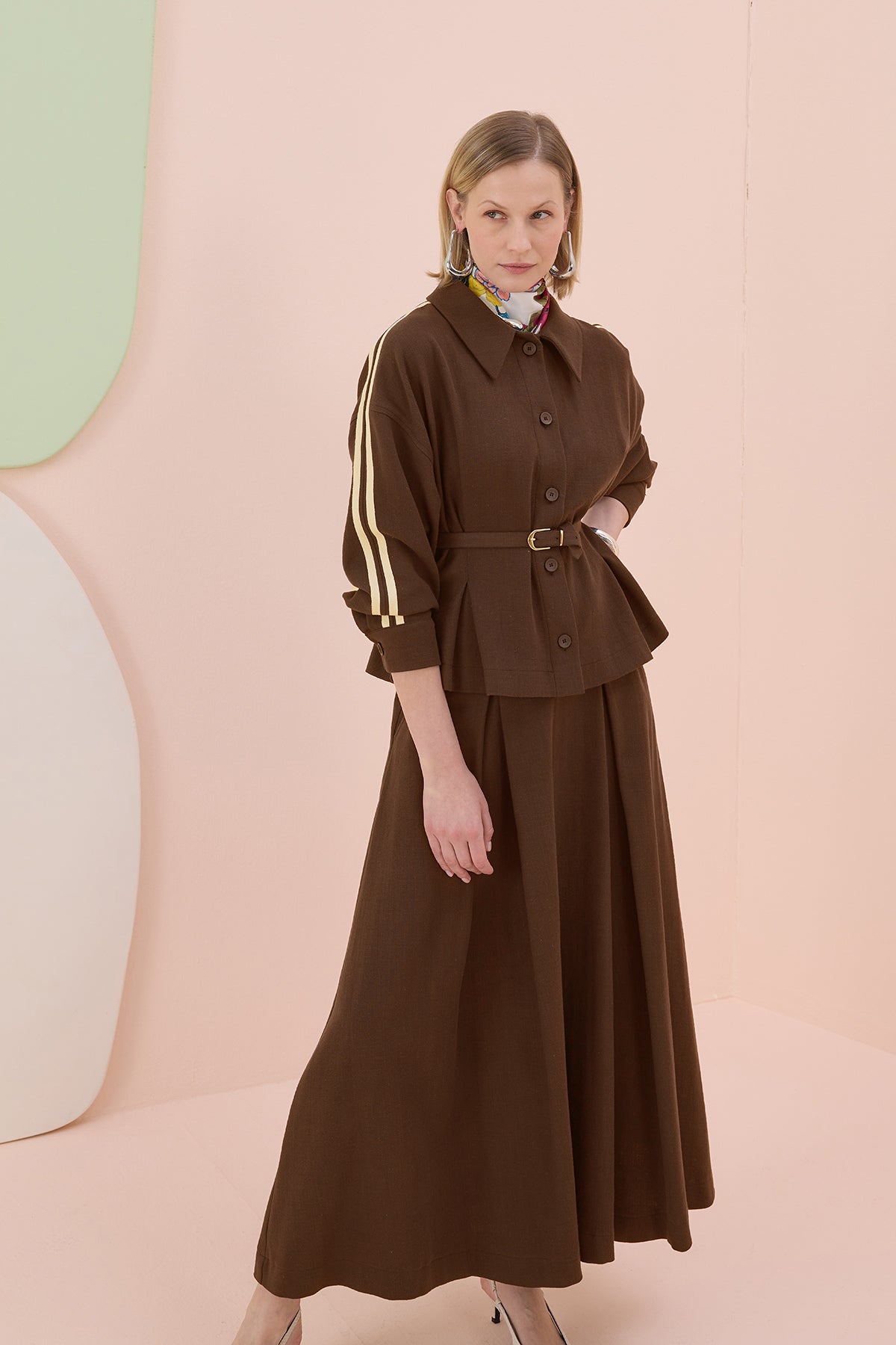 Kadın Beli Kemerli Etekli Takım - 14314TKS