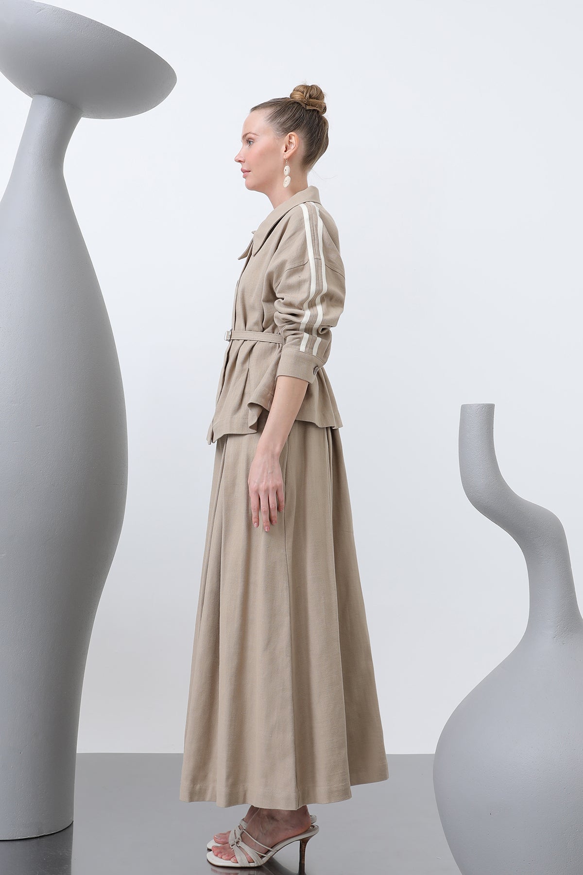 Kadın Beli Kemerli Etekli Takım - 14314TKS