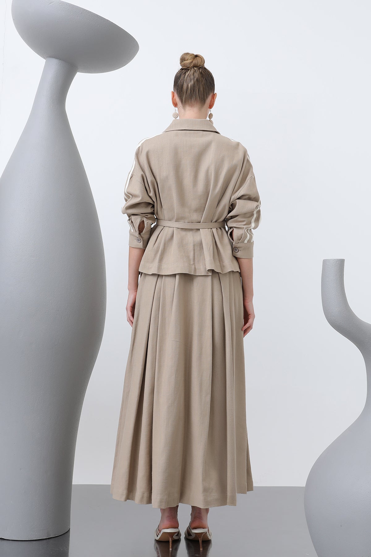 Kadın Beli Kemerli Etekli Takım - 14314TKS