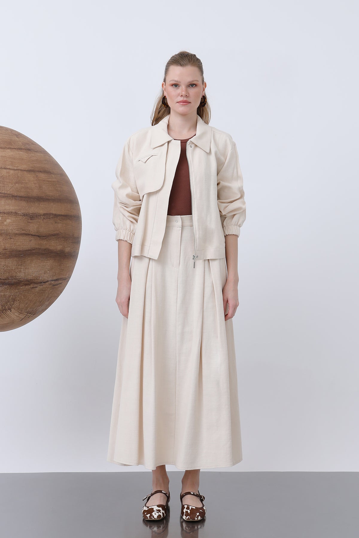 Kadın Gizli Patlı Fermuarlı Etekli Takım - 14315TKS