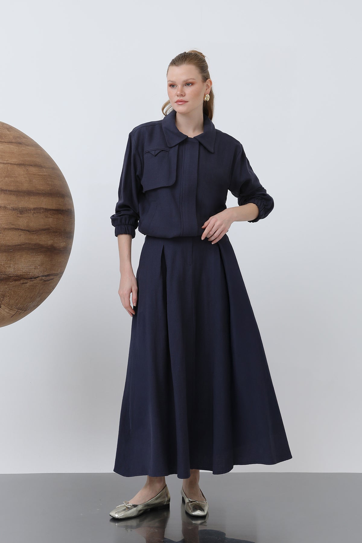 Kadın Gizli Patlı Fermuarlı Etekli Takım - 14315TKS