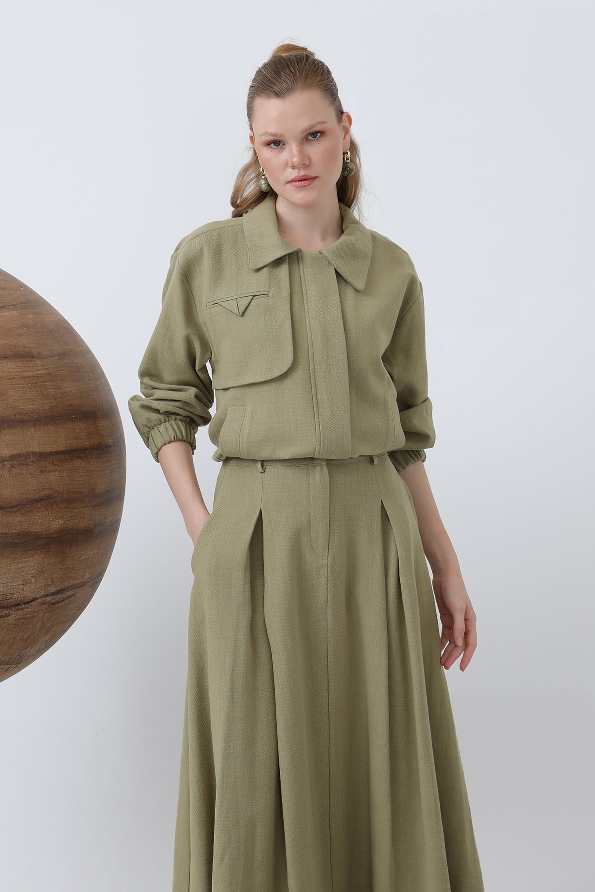 Kadın Gizli Patlı Fermuarlı Etekli Takım - 14315TKS