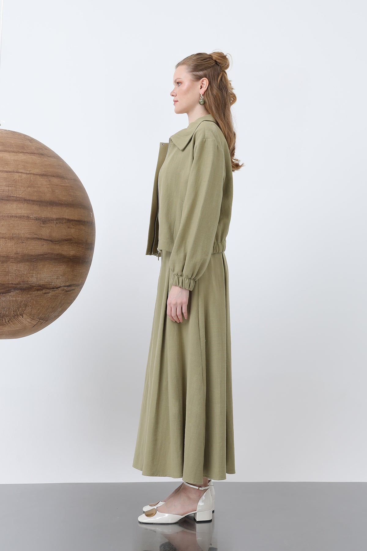 Kadın Gizli Patlı Fermuarlı Etekli Takım - 14315TKS