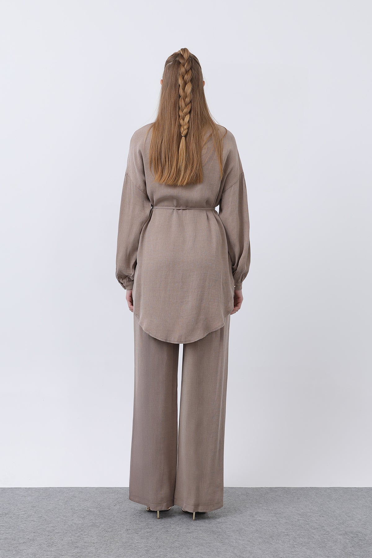 Kadın Düğme Detaylı Hakim Yaka Tunik Takım - 14329TKS