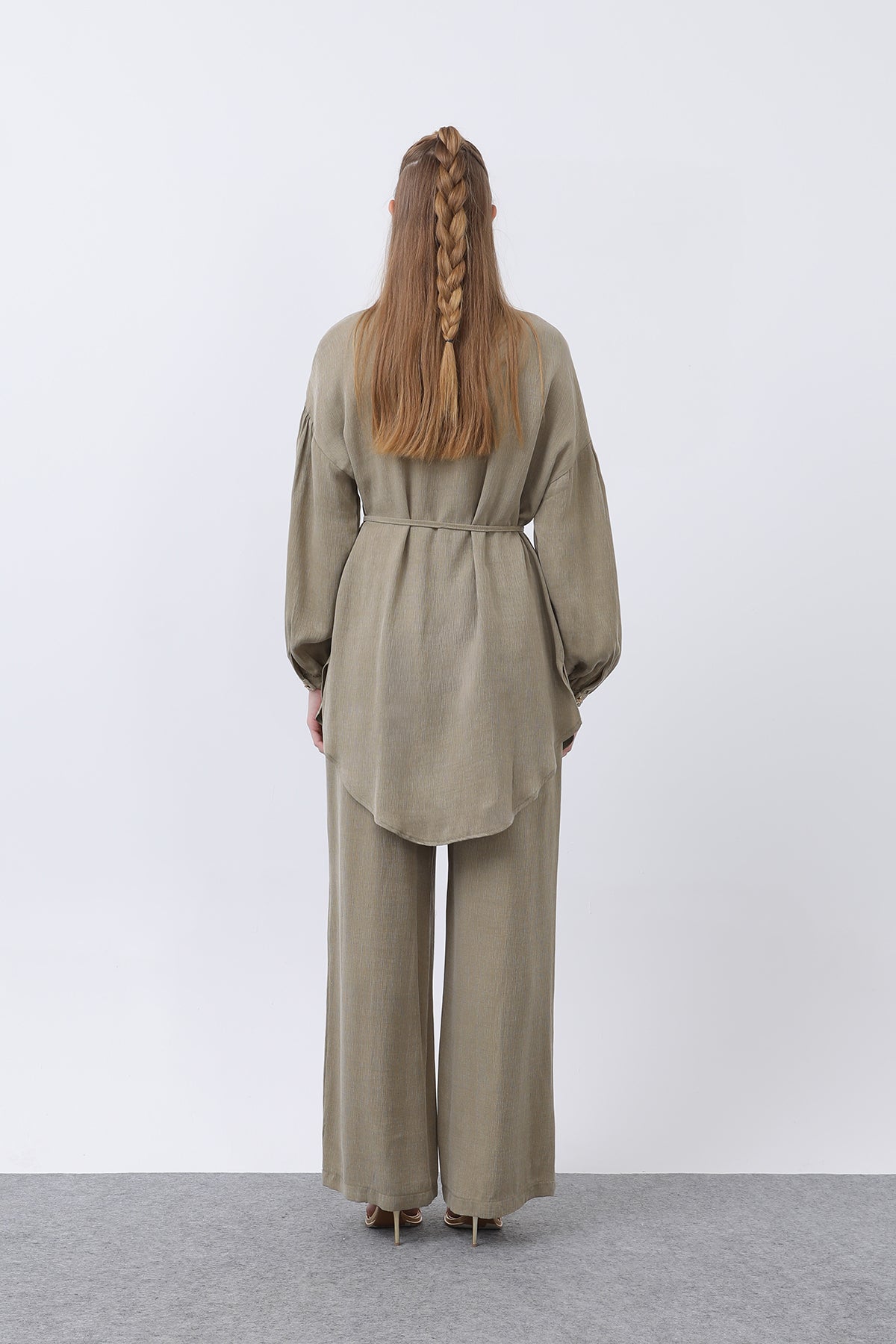 Kadın Düğme Detaylı Hakim Yaka Tunik Takım - 14329TKS