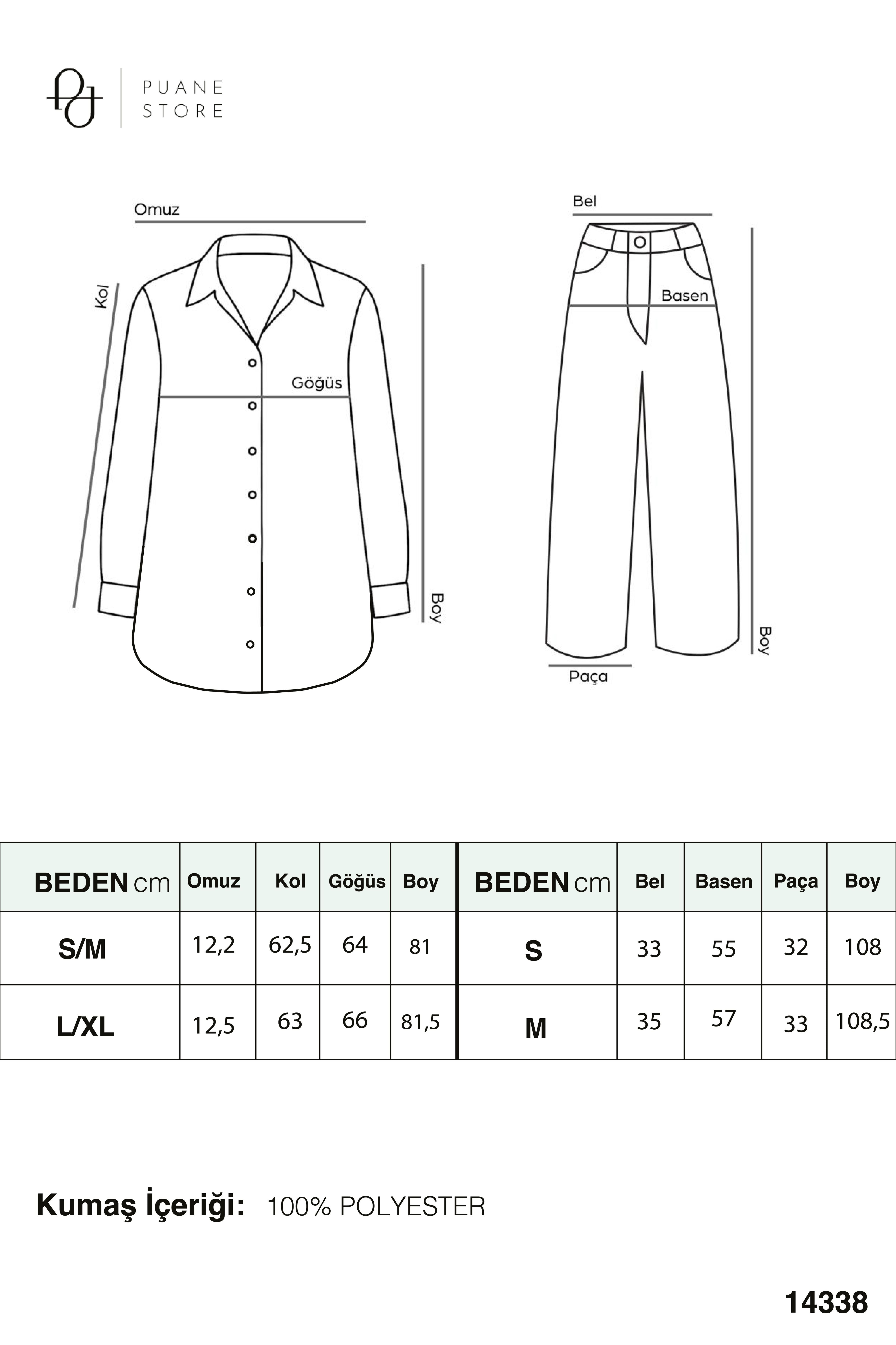 Kadın Beli Kemerli Ve Taş Detaylı Tunik Pantolon Takım - 14338TKS