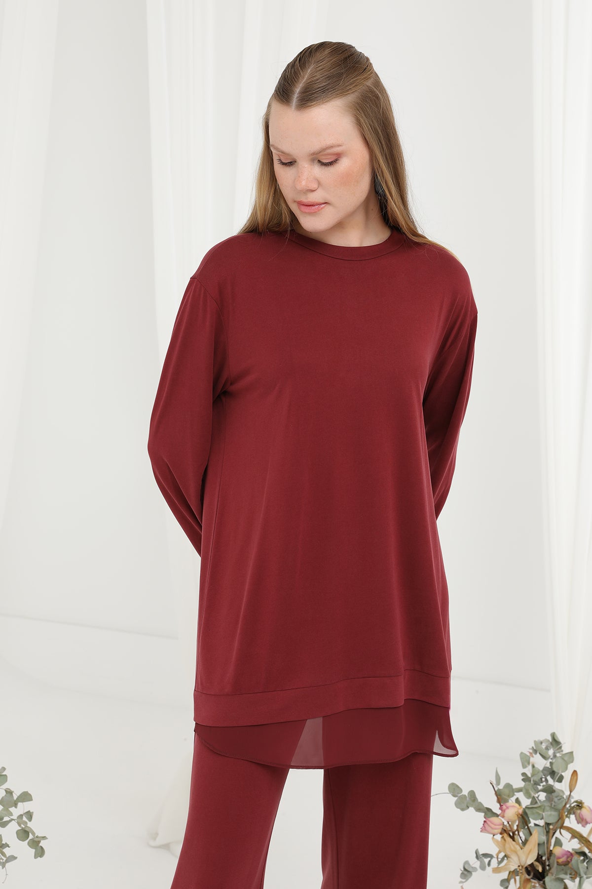 Kadın Şifon Geçişli Pantolon Takım -14352TKS