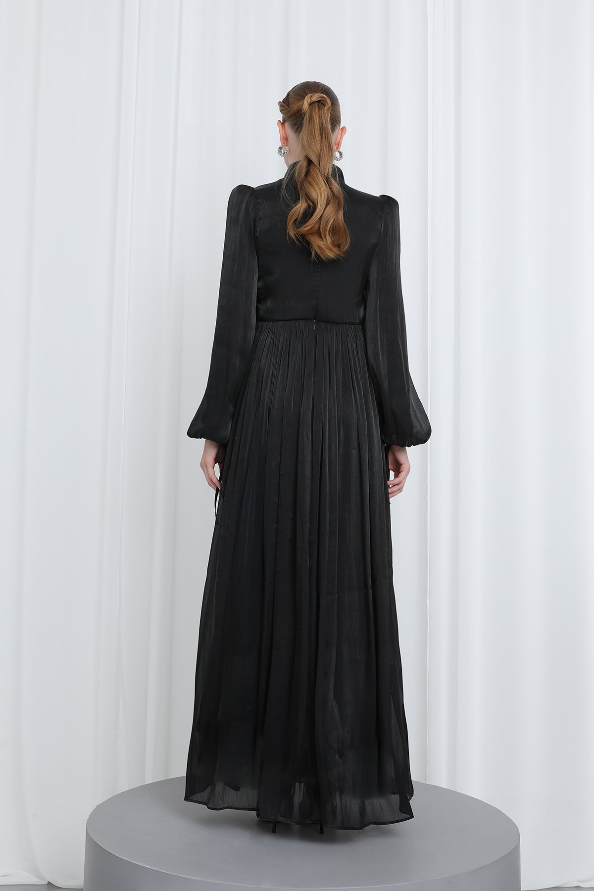 Kadın Piliseli Uzun Kollu Abiye Elbise
 -17002ELB