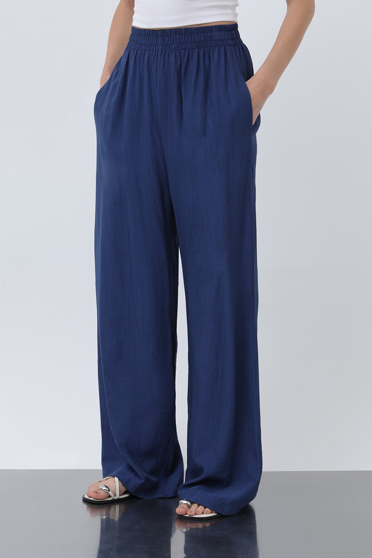 Kadın Beli Lastikli Bol Pantolon - 18239PNT