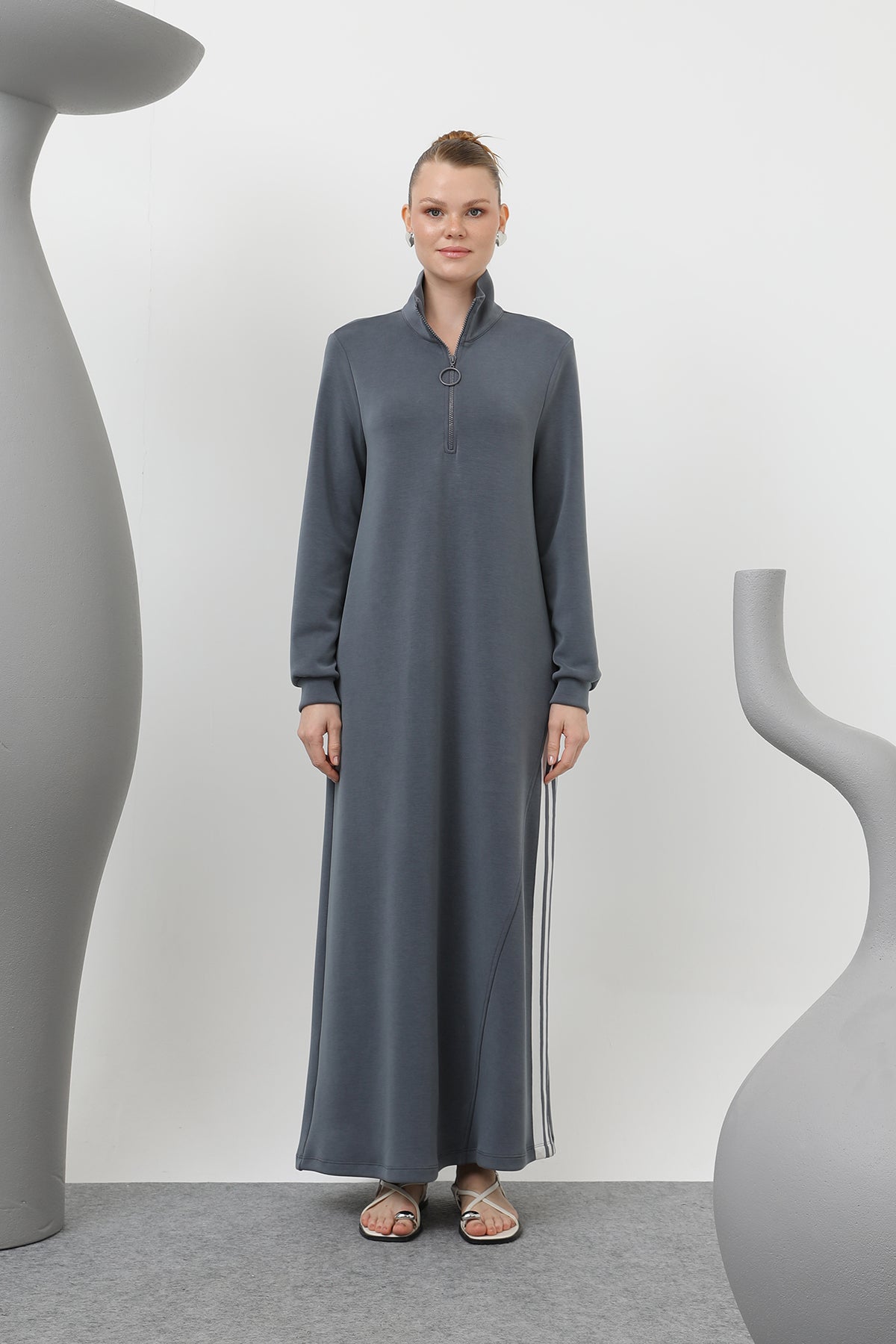 Kadın Tiktak Detaylı Fermuarlı Elbise - 20600ELB