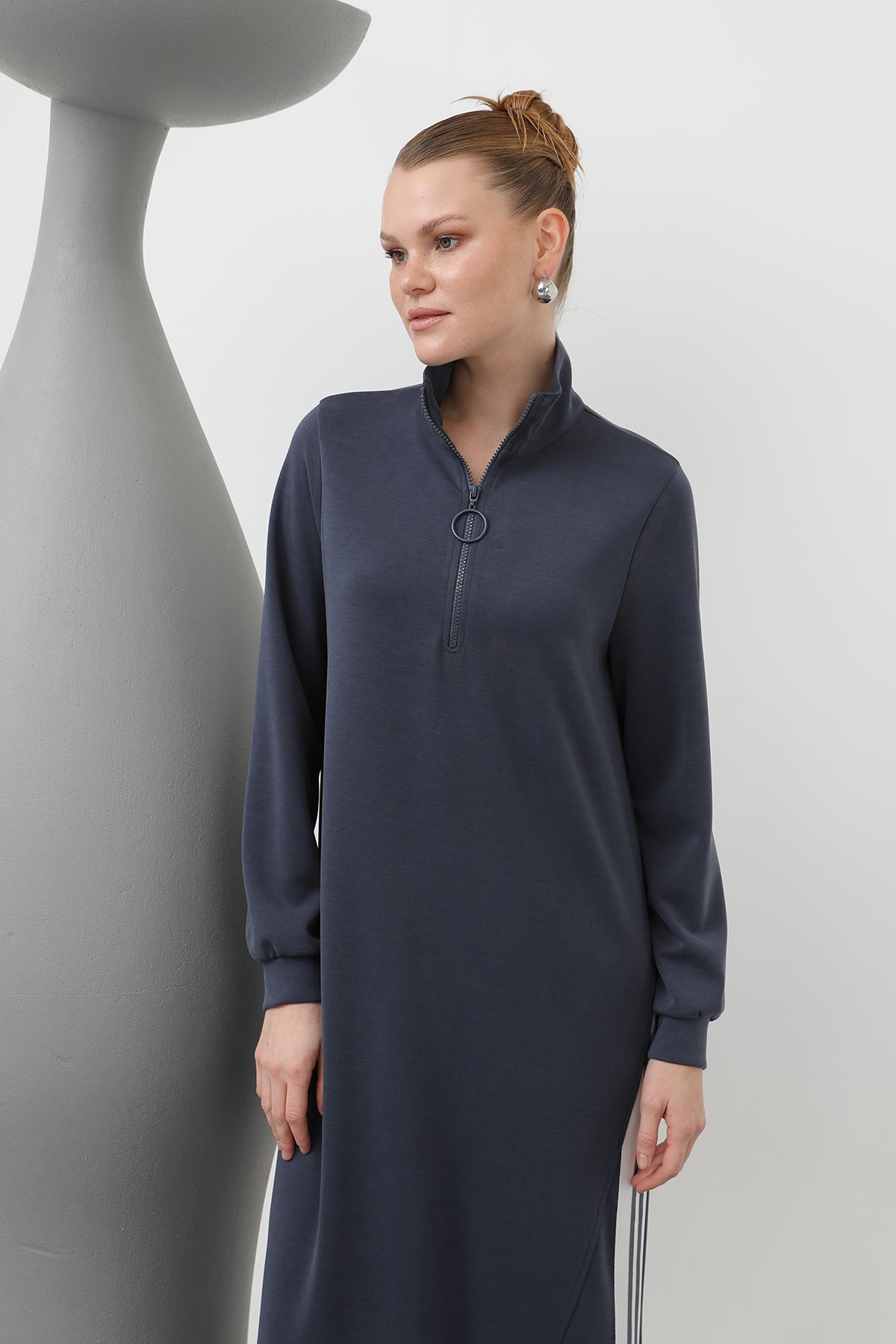 Kadın Tiktak Detaylı Fermuarlı Elbise - 20600ELB