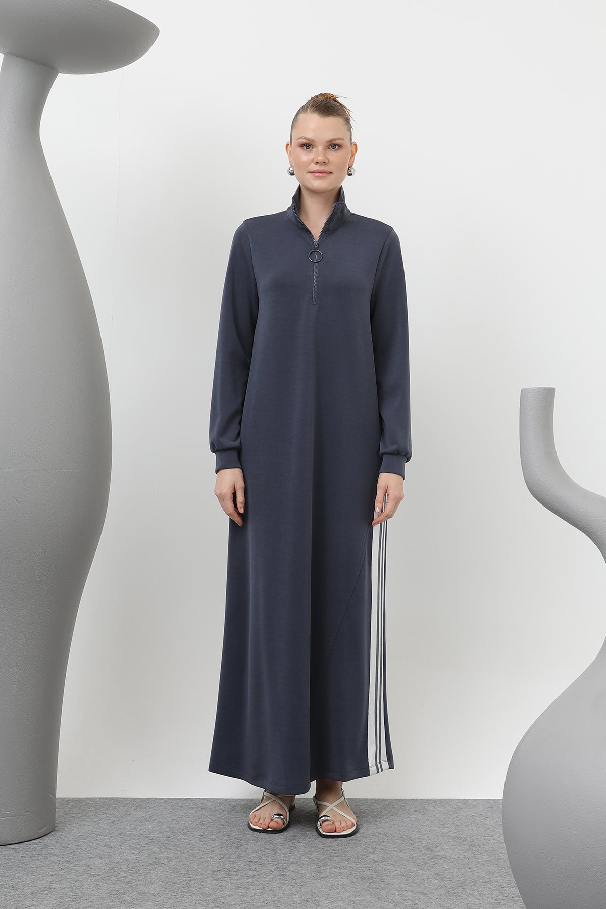 Kadın Tiktak Detaylı Fermuarlı Elbise - 20600ELB