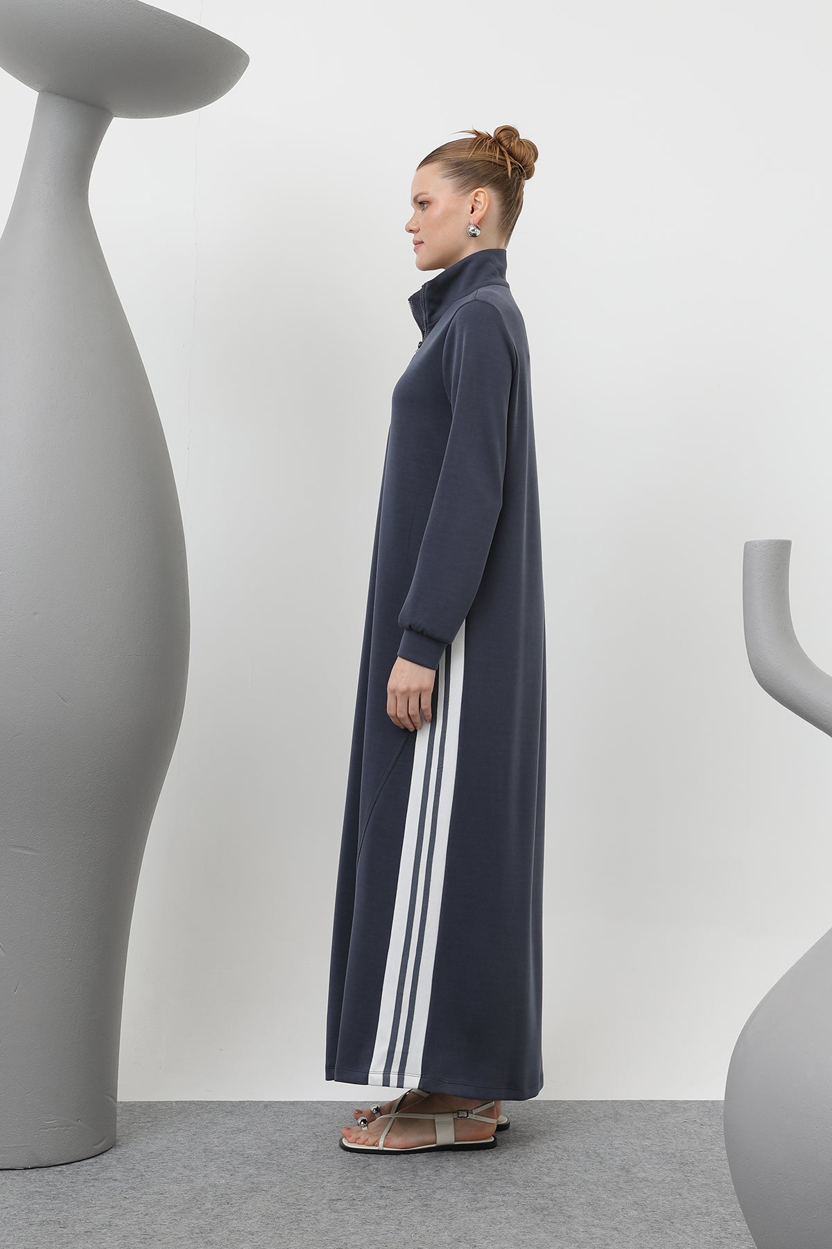 Kadın Tiktak Detaylı Fermuarlı Elbise - 20600ELB