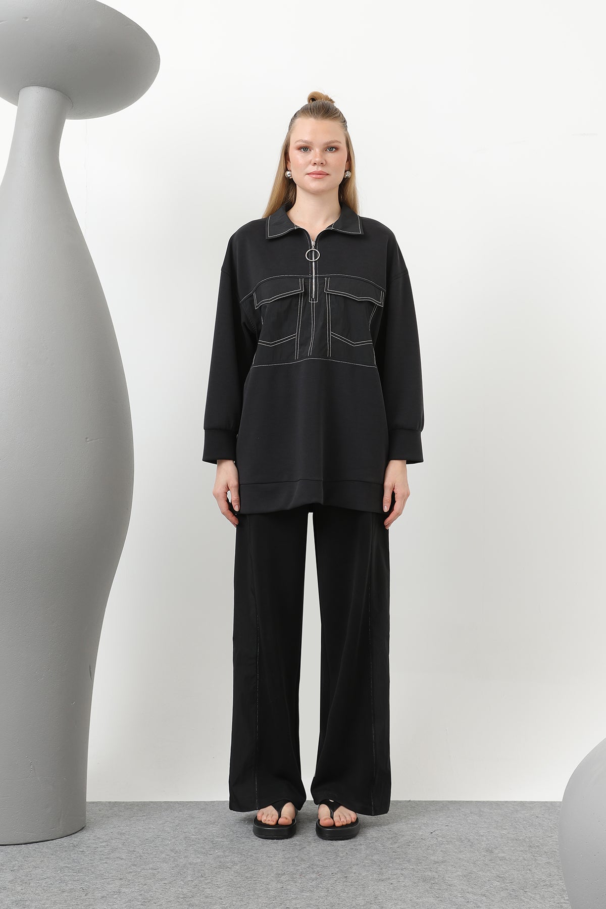 Kadın Dikiş Detaylı Cepli Takım - 20602TKS