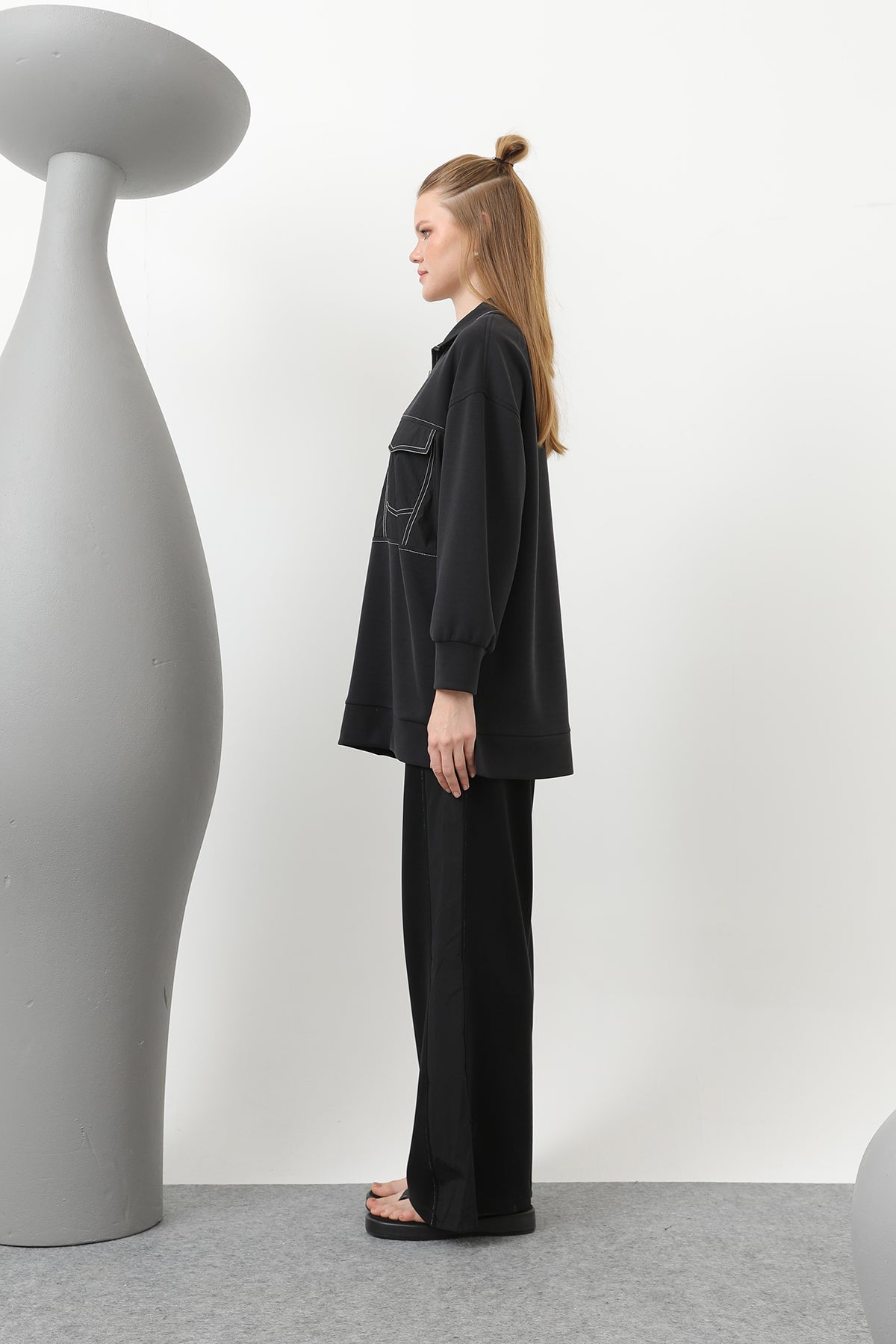 Kadın Dikiş Detaylı Cepli Takım - 20602TKS