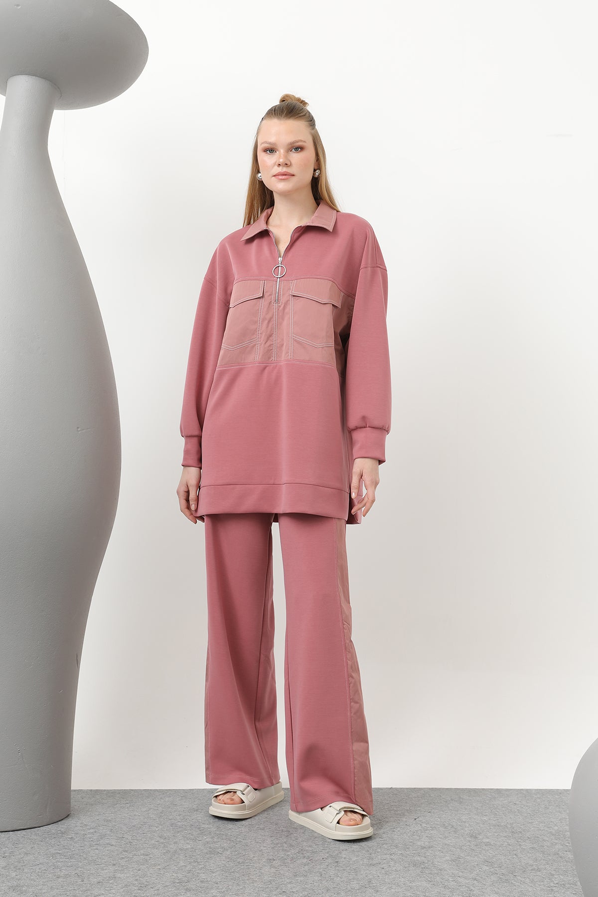 Kadın Dikiş Detaylı Cepli Takım - 20602TKS