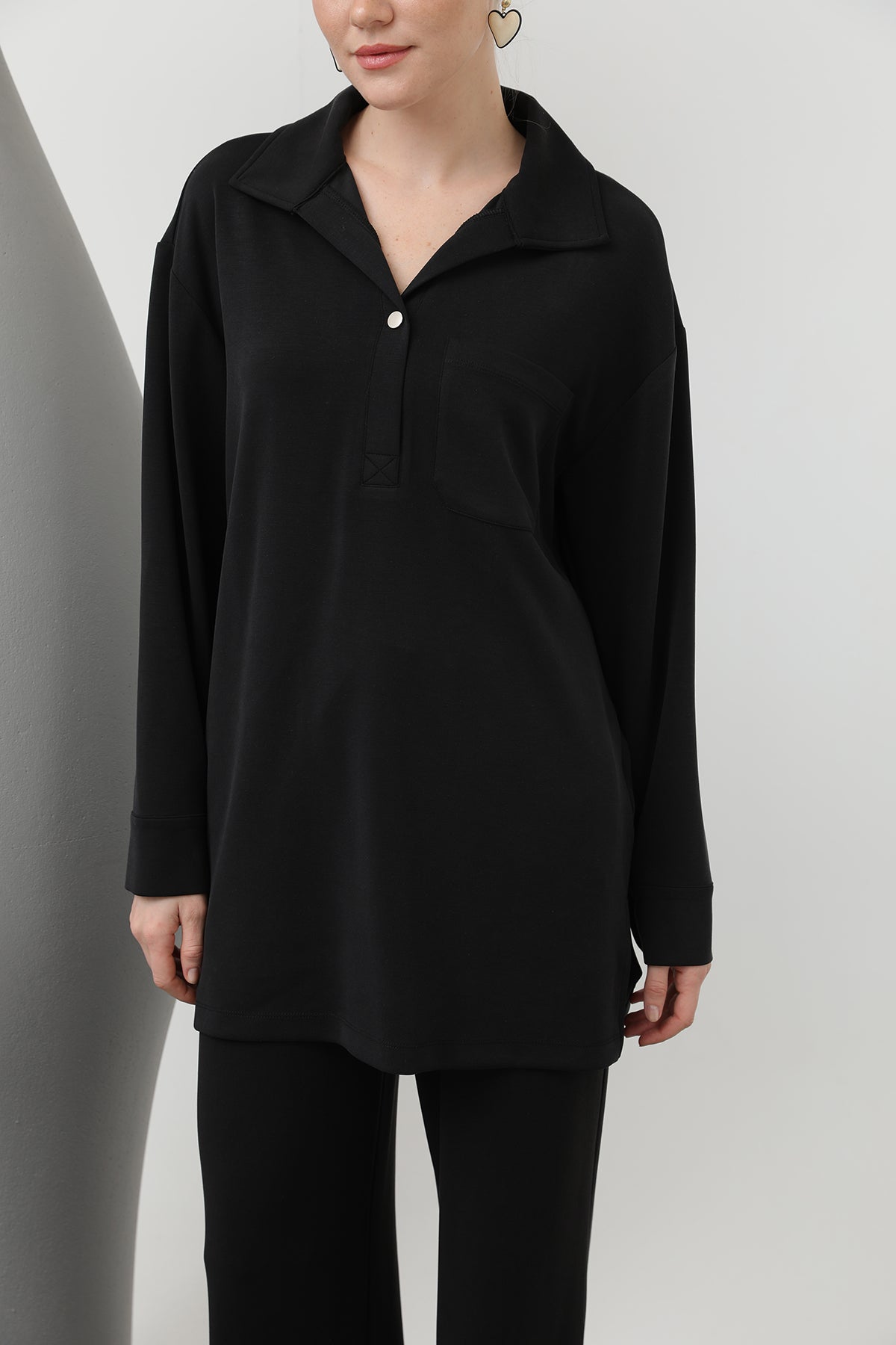 Kadın Yakası Çıtçıtlı Cep Detaylı Pantolonlu Takım - 20605TKS