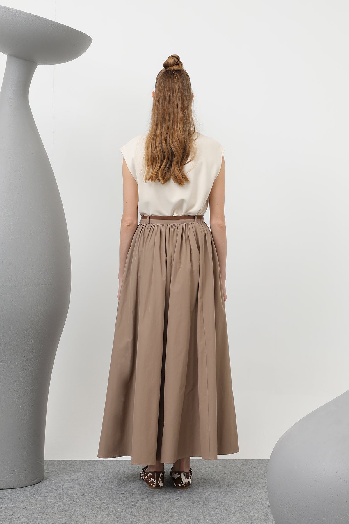 Kadın Kemerli Uzun Etek - 20611ETK