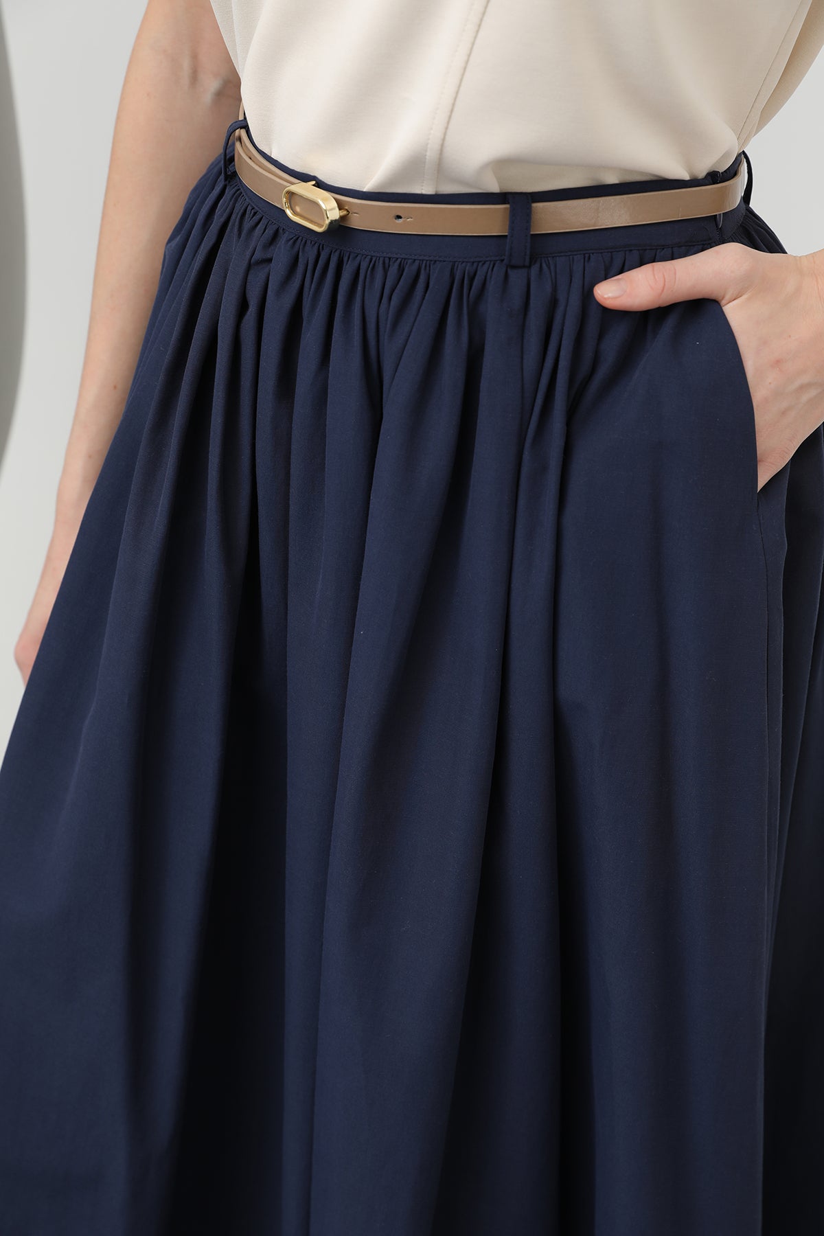 Kadın Kemerli Uzun Etek - 20611ETK