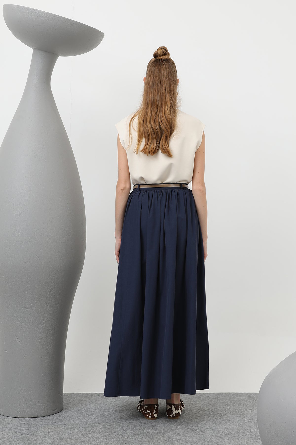 Kadın Kemerli Uzun Etek - 20611ETK