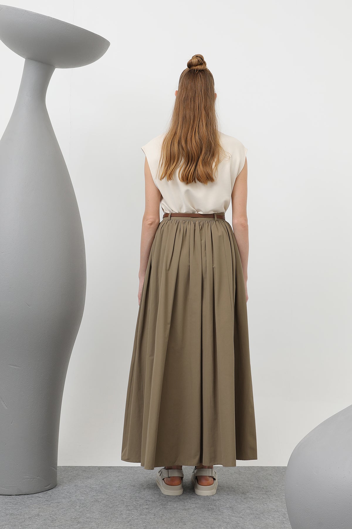 Kadın Kemerli Uzun Etek - 20611ETK