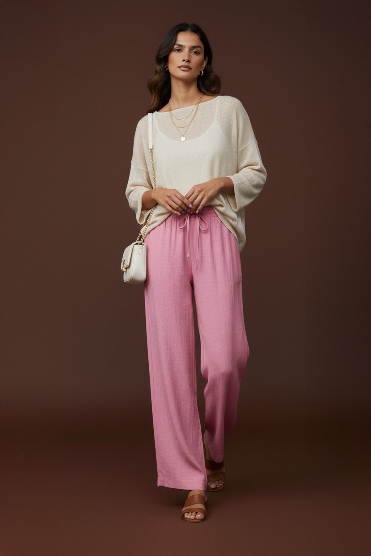 Kadın Beli Lastikli Bağlamalı Bol Pantolon - 20646PNT