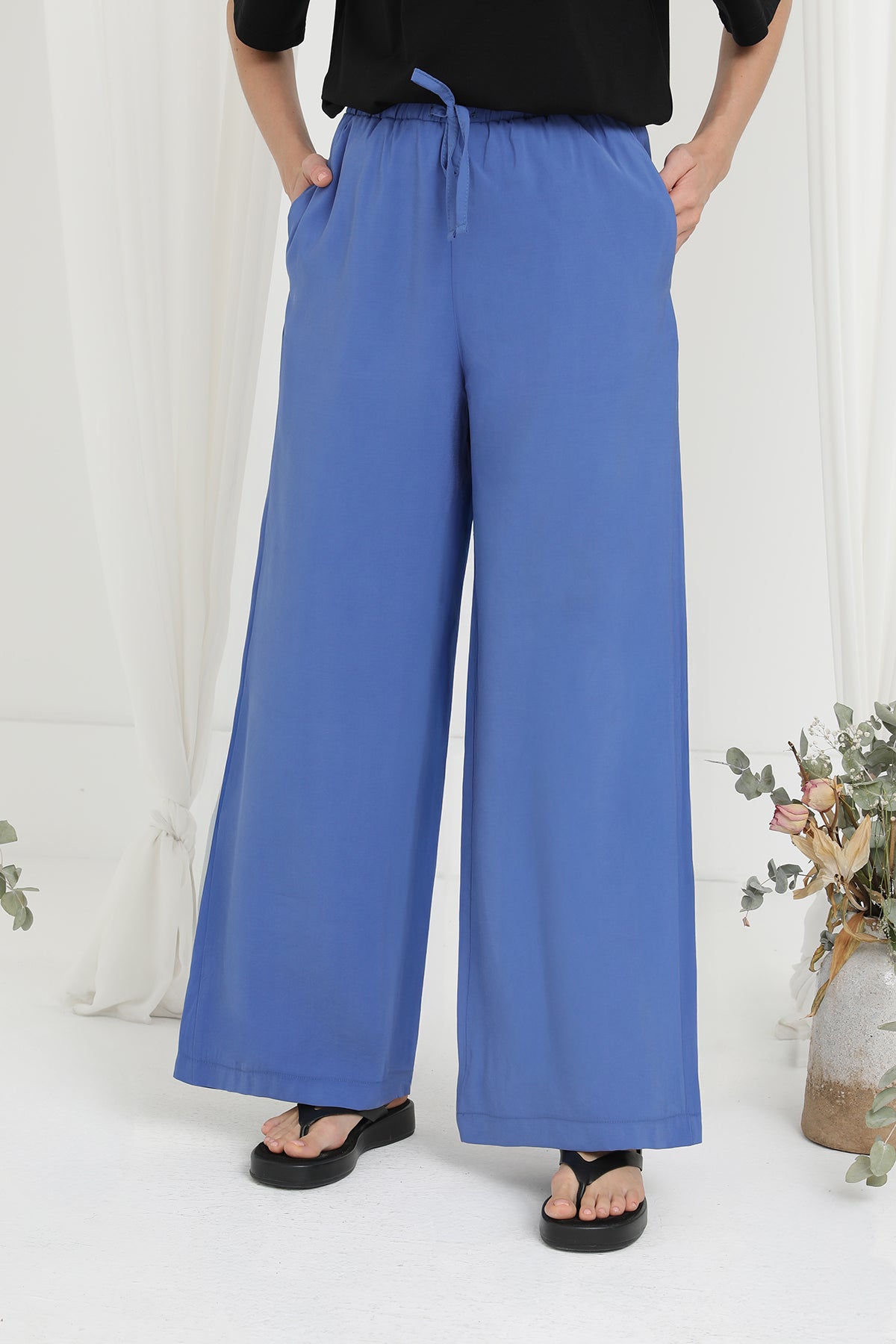 Kadın Beli Lastikli Bağlamalı Bol Pantolon - 20646PNT