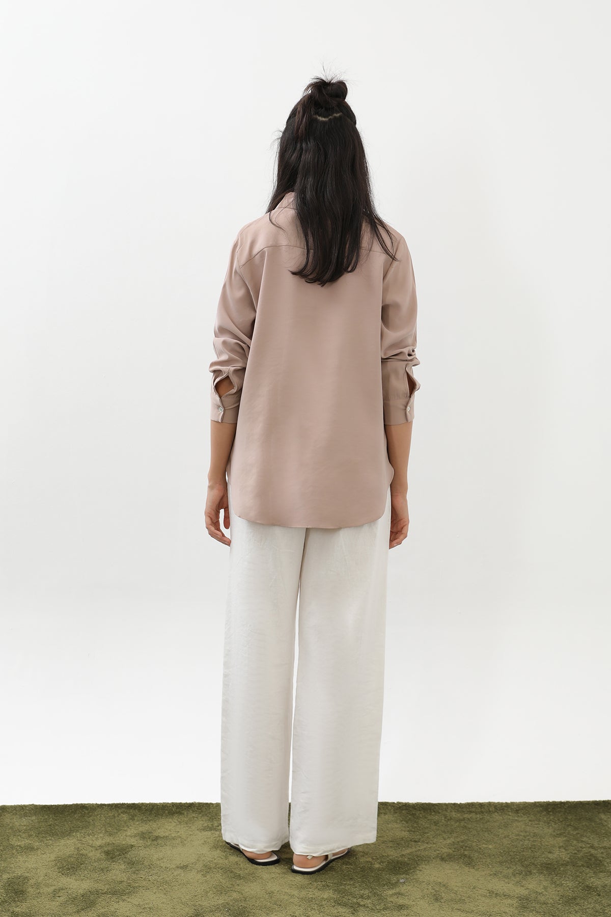 Kadın Sedef Düğmeli Kısa Gömlek -20647GML