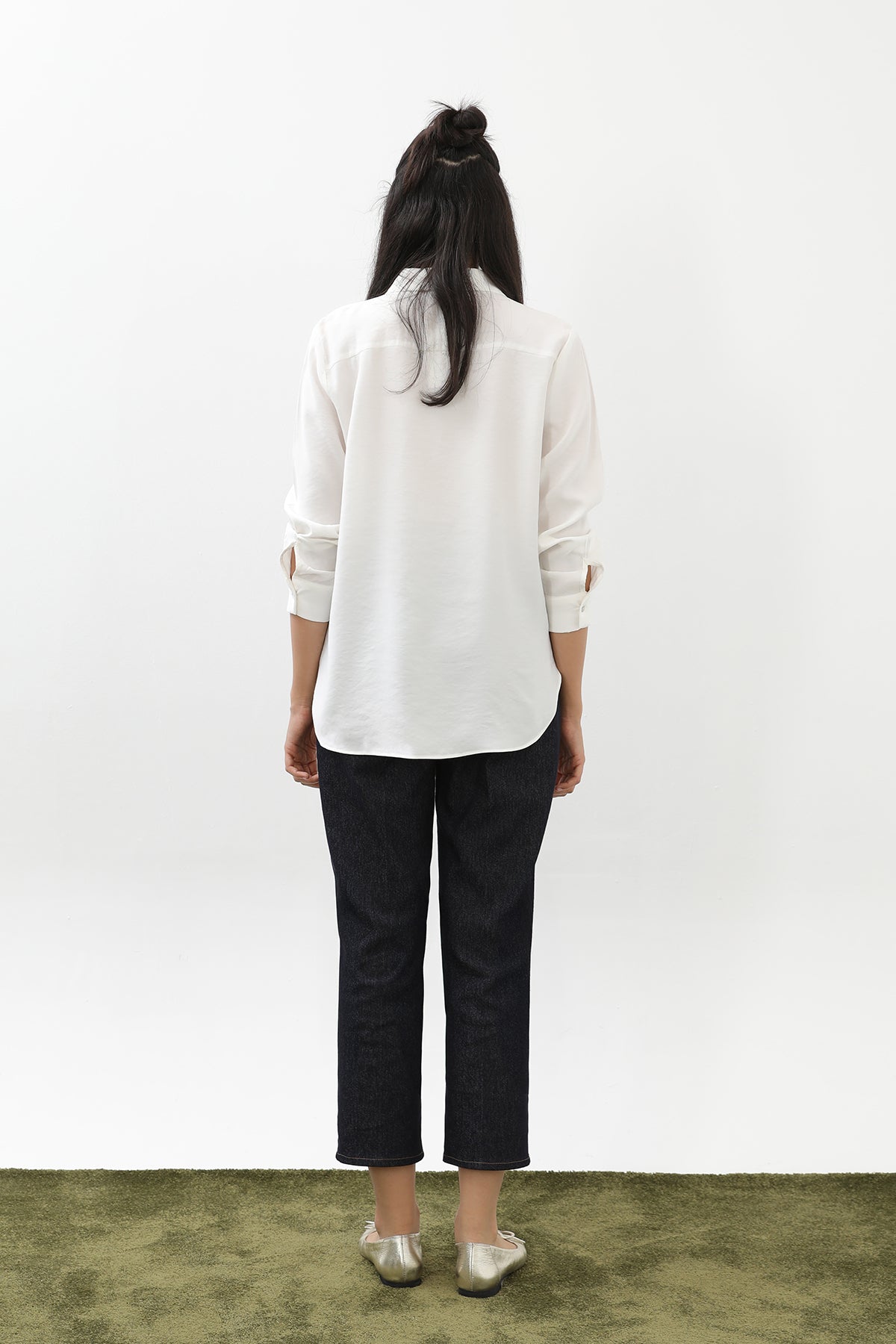 Kadın Sedef Düğmeli Kısa Gömlek -20647GML