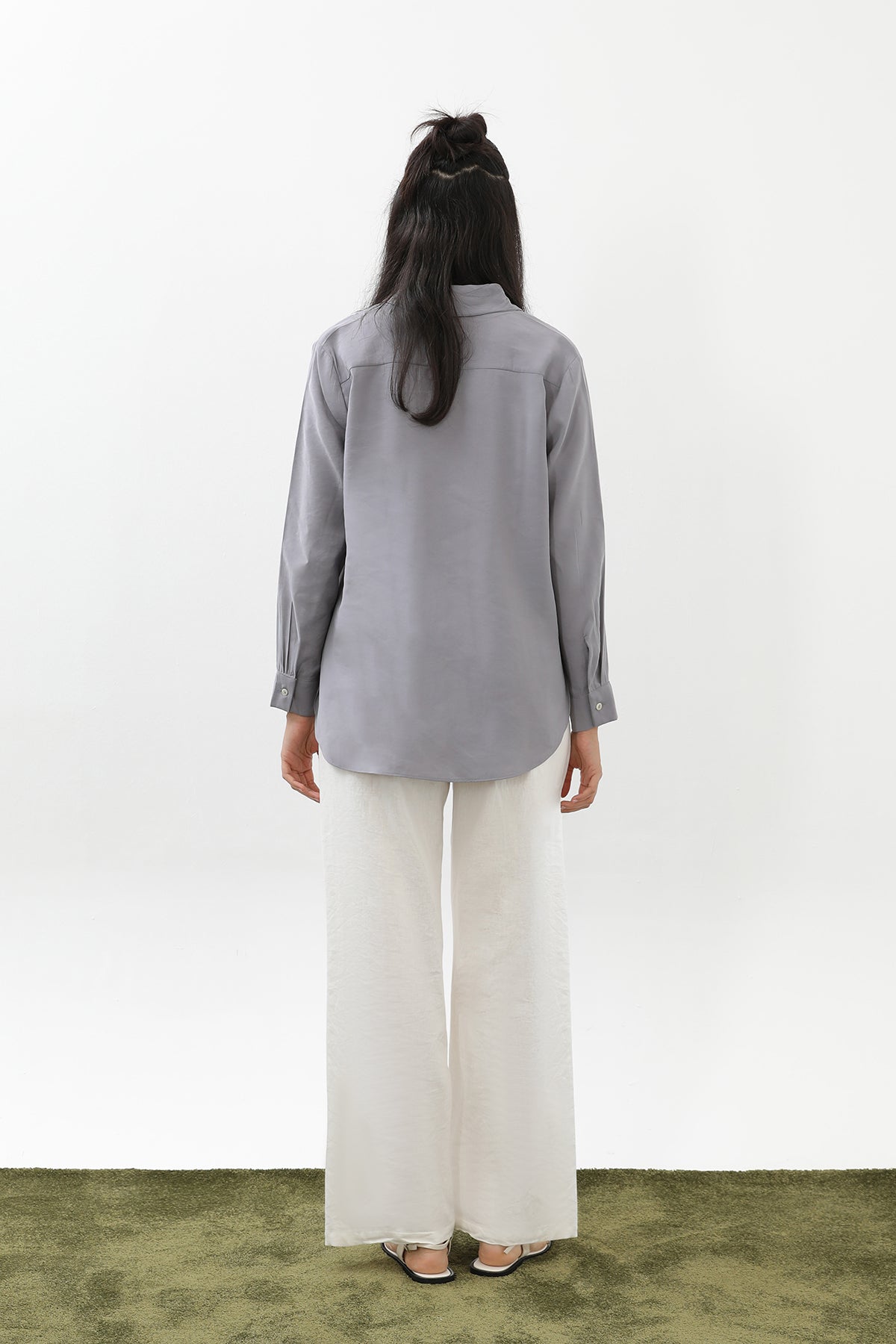 Kadın Sedef Düğmeli Kısa Gömlek -20647GML