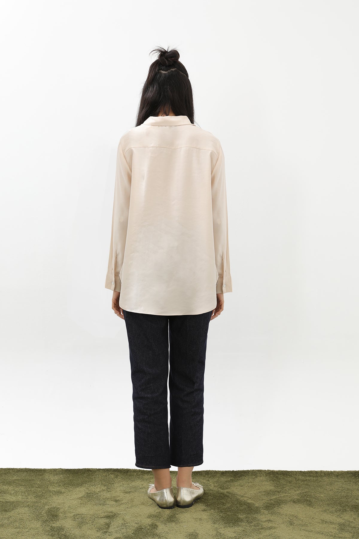 Kadın Sedef Düğmeli Kısa Gömlek -20647GML